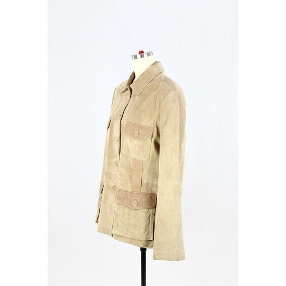 Vintage 00's ROLF SCHULTE Tan Suede Leather Safari Jacket, Size 44/XL - Picture 4 of 16